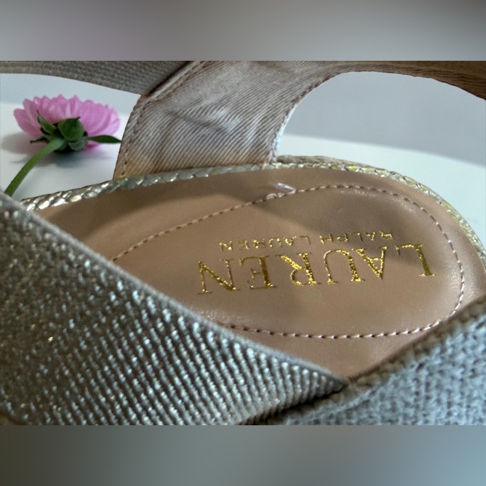 Lauren Ralph Lauren size 9.5 Pearl Espadrille Wedge Pumps BRAND NEW IN BOX! - Picture 9 of 12